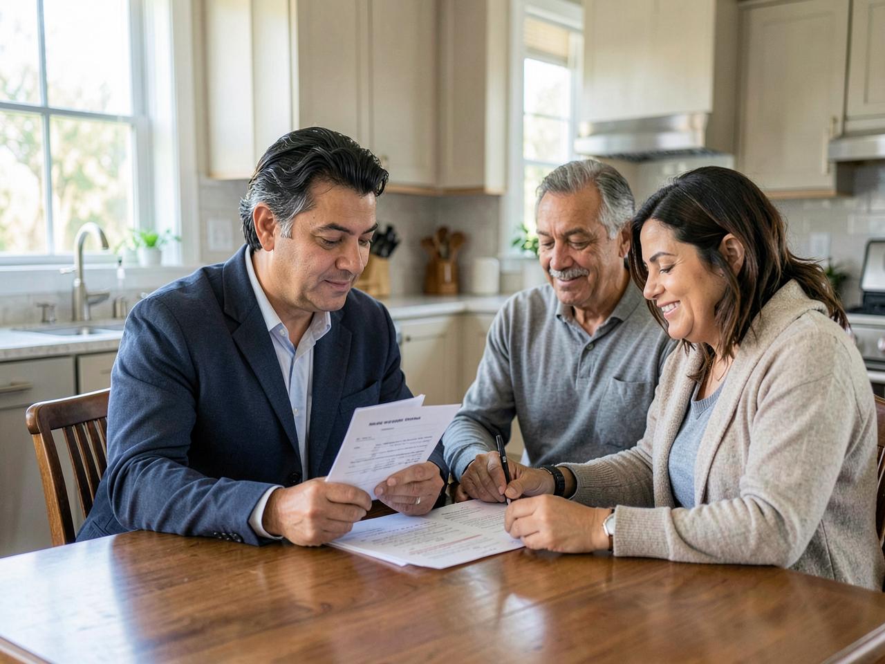 Familia conversando con su Loan Officer